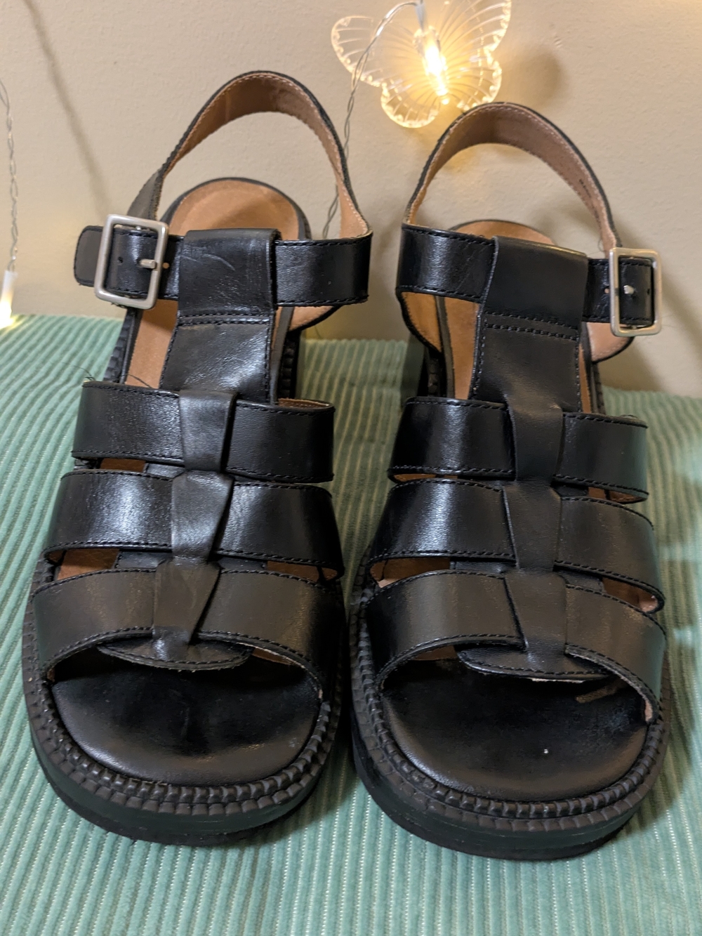 Black Leather Strappy Sandals